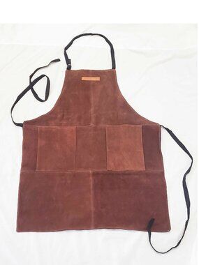 Williams Sonoma Brown Suede Leather Grilling Apron
